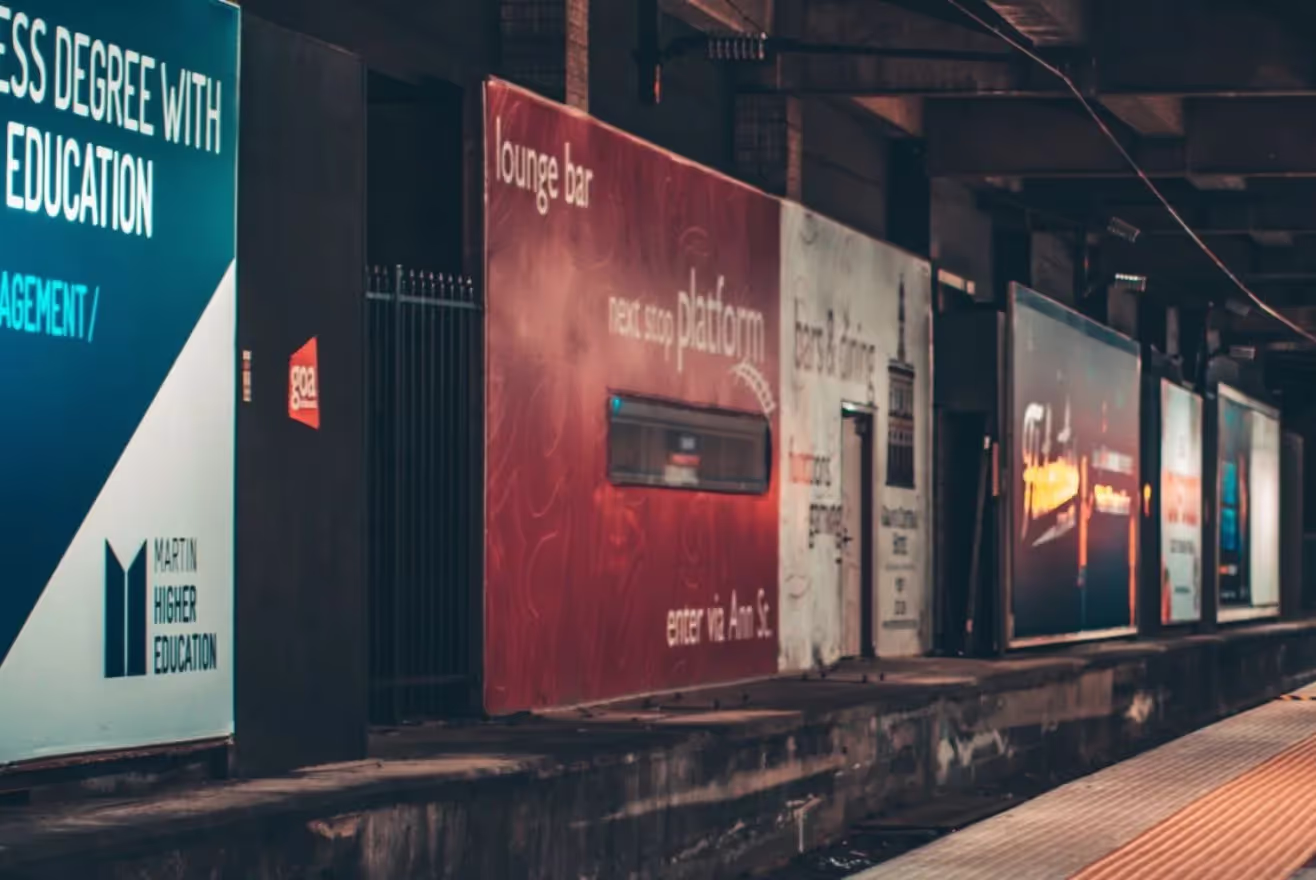 Advertising billboards - 5 in a row - showing BrandQuest Advertising service